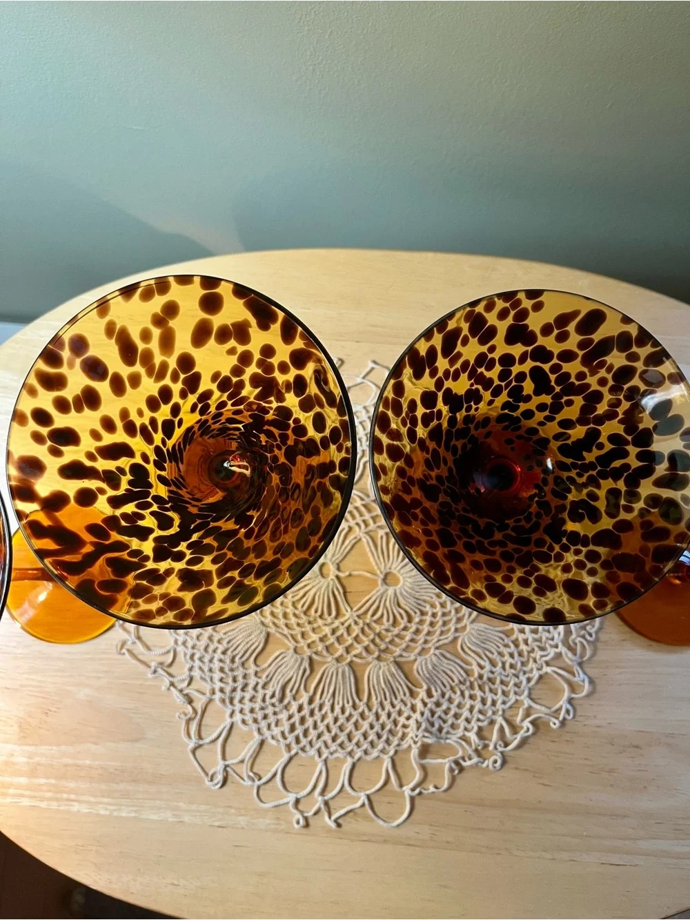 Set of Amber Tortoiseshell Martini Glasses